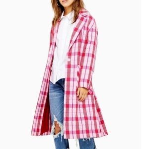 Topshop pink plaid coat